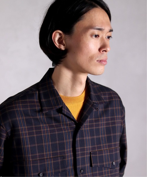 EDIFICE LA BOUCLE（エディフィスラブークル）の「【EDIFICE LA BOUCLE / ラブ―クル】オープンカラー Wポケットロングスリーブ（シャツ/ブラウス・メンズ・ネイビー・44/46/48）」の17枚目の写真