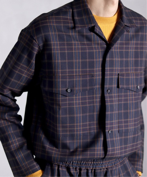 EDIFICE LA BOUCLE（エディフィスラブークル）の「【EDIFICE LA BOUCLE / ラブ―クル】オープンカラー Wポケットロングスリーブ（シャツ/ブラウス・メンズ・ネイビー・44/46/48）」の16枚目の写真