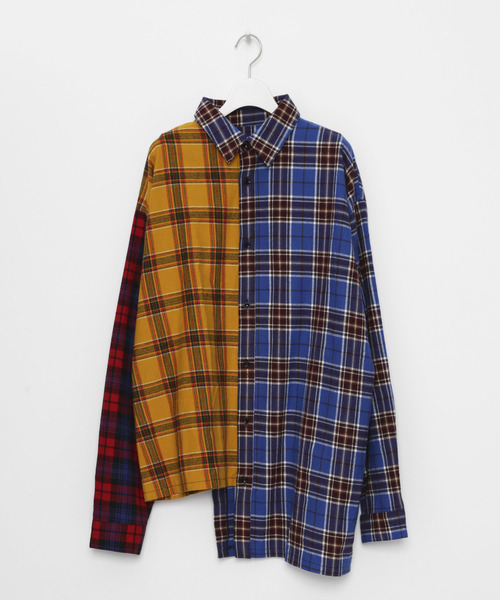 LEGENDA(レジェンダ)の「Crazy pattern Asymmetry Check Shirt(シャツ/ブラウス)」|マルチ