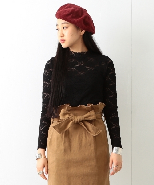 Ray BEAMS(レイビームス)の「【予約】Ray BEAMS / ストレッチレース ハイネック(Tシャツ/カットソー・レディース・ブラック/ホワイト・ONE SIZE)」の9枚目の写真