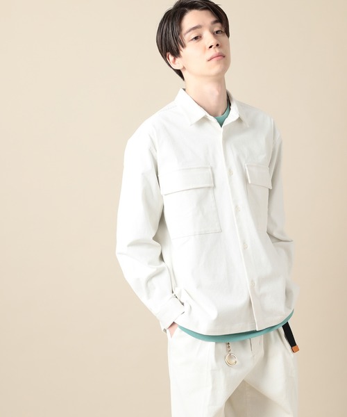 JUNRED（ジュンレッド）の「スプリングカラーコーデュロイCPO（シャツ/ブラウス・メンズ・ホワイト/サックスブルー・S/M/L）」の5枚目の写真