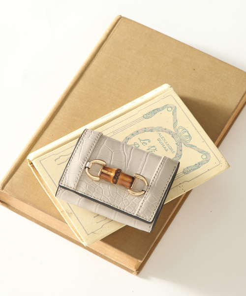 MELROSE claire(メルローズ クレール)の「【WEB限定】バンブーミニウォレット(財布)」|グレー