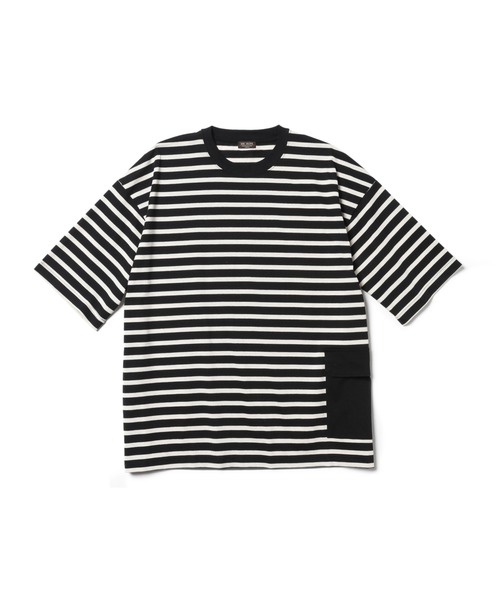 MR.OLIVE(ミスターオリーブ)の「ライトシルケット ボーダー/ビッグシルエット サイドポケット ハーフスリーブ Tシャツ(Tシャツ/カットソー・メンズ・ブルー系その他/ブラック×ホワイト/ホワイト×ネイビー・MEDIUM/SMALL/LARGE)」の6枚目の写真