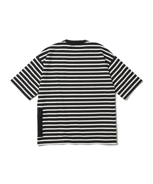 MR.OLIVE(ミスターオリーブ)の「ライトシルケット ボーダー/ビッグシルエット サイドポケット ハーフスリーブ Tシャツ(Tシャツ/カットソー・メンズ・ブルー系その他/ブラック×ホワイト/ホワイト×ネイビー・MEDIUM/SMALL/LARGE)」の7枚目の写真