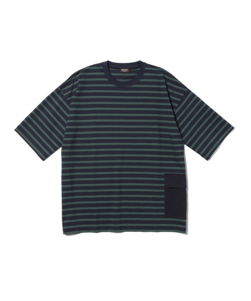 MR.OLIVE(ミスターオリーブ)の「ライトシルケット ボーダー/ビッグシルエット サイドポケット ハーフスリーブ Tシャツ(Tシャツ/カットソー・メンズ・ブルー系その他/ブラック×ホワイト/ホワイト×ネイビー・MEDIUM/SMALL/LARGE)」の10枚目の写真