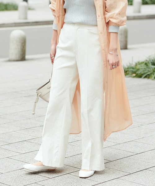 DouDou（ドゥドゥ）の「【SS】セミフレアパンツ2（その他パンツ・レディース・ライトグレー/オフホワイト/ブルー・38/36）」の2枚目の写真