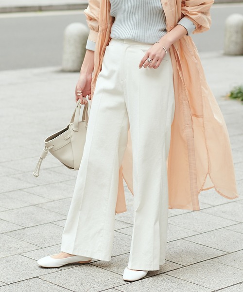 DouDou（ドゥドゥ）の「【SS】セミフレアパンツ2（その他パンツ・レディース・ライトグレー/オフホワイト/ブルー・38/36）」の7枚目の写真