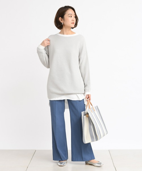 DouDou（ドゥドゥ）の「【SS】セミフレアパンツ2（その他パンツ・レディース・ライトグレー/オフホワイト/ブルー・38/36）」の16枚目の写真