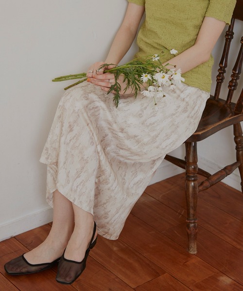 VANNIE U(ヴァニーユー)の「タイダイ柄ペイントスカート(スカート・レディース・ベージュ/コーラル・FREE)」の2枚目の写真