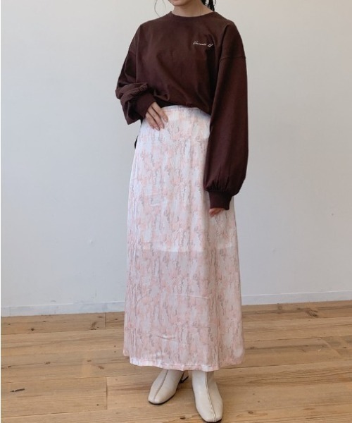 VANNIE U(ヴァニーユー)の「タイダイ柄ペイントスカート(スカート・レディース・ベージュ/コーラル・FREE)」の20枚目の写真