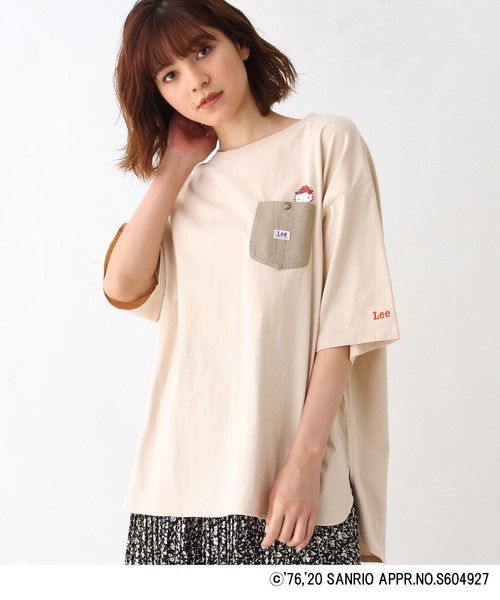 ハローキティコラボ（ハローキティコラボ）の「Lee(R)×Kitty ポケットTシャツ（Tシャツ/カットソー・レディース・ブラック/アイボリー/ベージュ・02）」の3枚目の写真