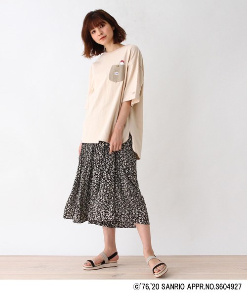 ハローキティコラボ（ハローキティコラボ）の「Lee(R)×Kitty ポケットTシャツ（Tシャツ/カットソー・レディース・ブラック/アイボリー/ベージュ・02）」の12枚目の写真