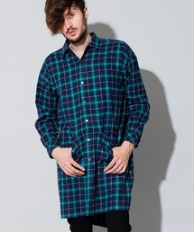 NO ID. | ms4366-フィッシュテールチェックロングＳＨ シャツ(シャツ/ブラウス)