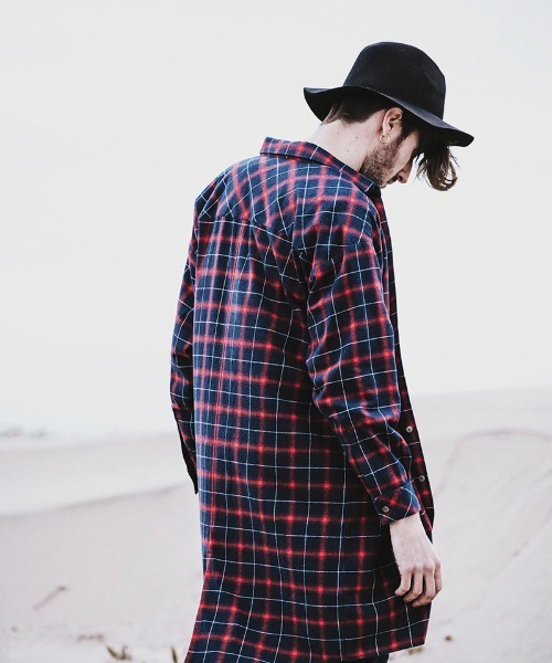 NO ID.（ノーアイディ）の「ms4366-フィッシュテールチェックロングＳＨ シャツ（シャツ/ブラウス・メンズ・レッド/グリーン/ブルー・ONE SIZE）」の7枚目の写真