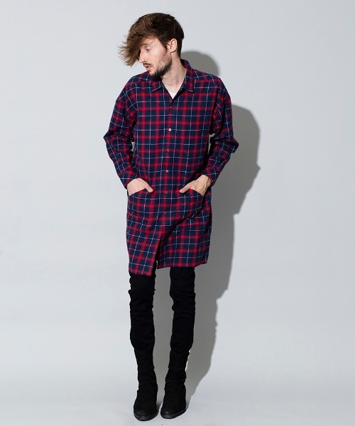 NO ID.（ノーアイディ）の「ms4366-フィッシュテールチェックロングＳＨ シャツ（シャツ/ブラウス・メンズ・レッド/グリーン/ブルー・ONE SIZE）」の8枚目の写真
