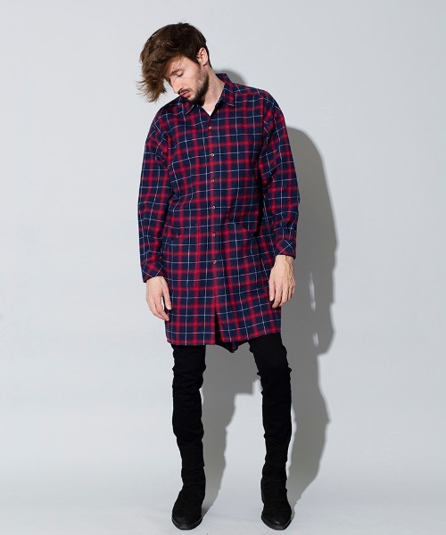 NO ID.（ノーアイディ）の「ms4366-フィッシュテールチェックロングＳＨ シャツ（シャツ/ブラウス・メンズ・レッド/グリーン/ブルー・ONE SIZE）」の12枚目の写真