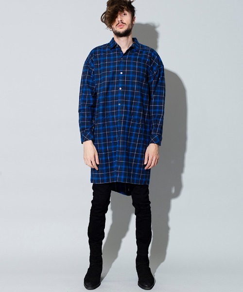 NO ID.（ノーアイディ）の「ms4366-フィッシュテールチェックロングＳＨ シャツ（シャツ/ブラウス・メンズ・レッド/グリーン/ブルー・ONE SIZE）」の15枚目の写真