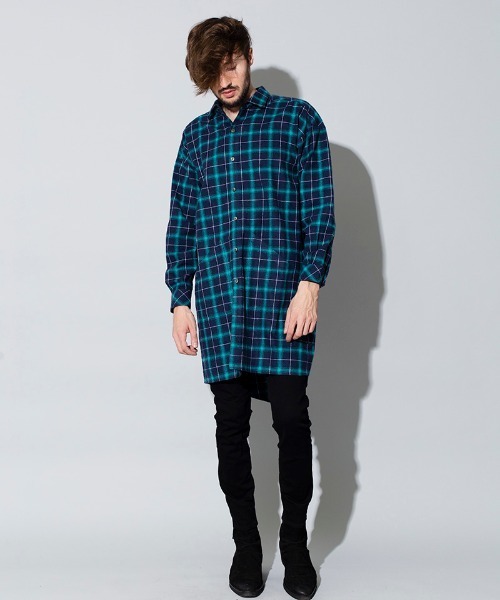 NO ID.（ノーアイディ）の「ms4366-フィッシュテールチェックロングＳＨ シャツ（シャツ/ブラウス・メンズ・レッド/グリーン/ブルー・ONE SIZE）」の9枚目の写真