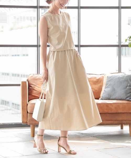 KOBE LETTUCE（コウベレタス）の「前後2wayセットアップ風リネンブレンドワンピース（ワンピース・レディース・ブラウン/イエロー系その他/ライトベージュ・FREE）」の12枚目の写真