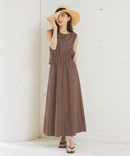 KOBE LETTUCE（コウベレタス）の「前後2wayセットアップ風リネンブレンドワンピース（ワンピース・レディース・ブラウン/イエロー系その他/ライトベージュ・FREE）」の13枚目の写真