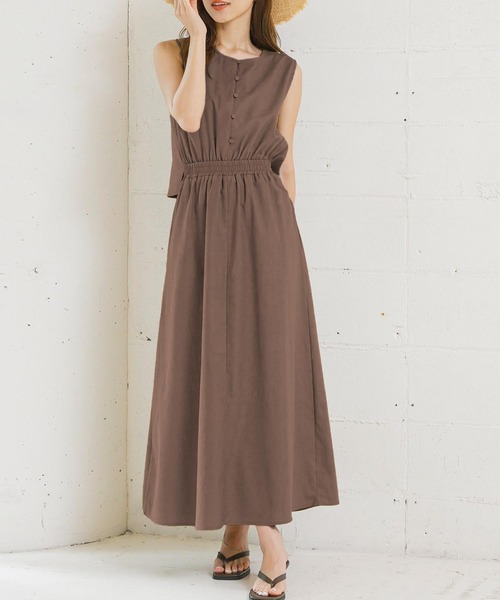 KOBE LETTUCE（コウベレタス）の「前後2wayセットアップ風リネンブレンドワンピース（ワンピース・レディース・ブラウン/イエロー系その他/ライトベージュ・FREE）」の14枚目の写真