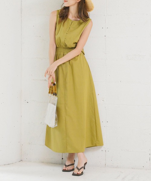 KOBE LETTUCE（コウベレタス）の「前後2wayセットアップ風リネンブレンドワンピース（ワンピース・レディース・ブラウン/イエロー系その他/ライトベージュ・FREE）」の16枚目の写真
