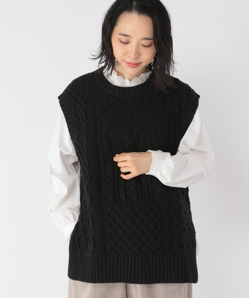 studio CLIP（スタディオクリップ）の「5ゲージケーブル切り替えベスト（ベスト・レディース・ライトグレー/グリーン/ブラック・MEDIUM/LARGE）」の2枚目の写真