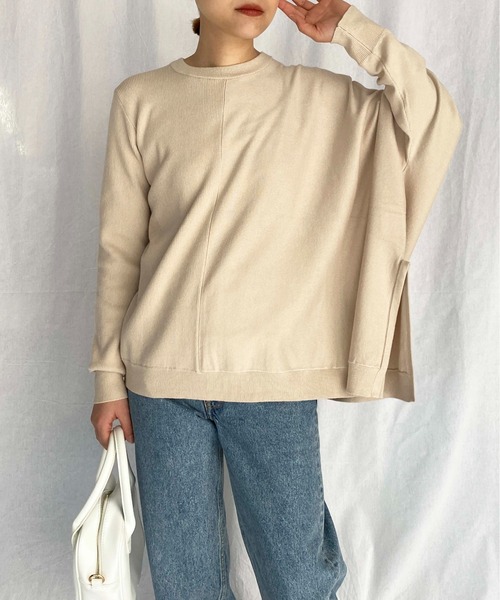 PICCIN(ピッチン)の「アシンメトリーニット(ニット/セーター・レディース・ブラック/ベージュ/モカ・M)」の3枚目の写真