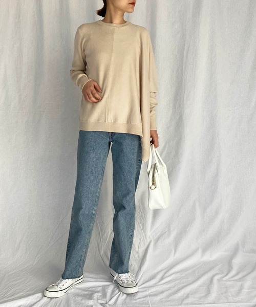 PICCIN(ピッチン)の「アシンメトリーニット(ニット/セーター・レディース・ブラック/ベージュ/モカ・M)」の10枚目の写真
