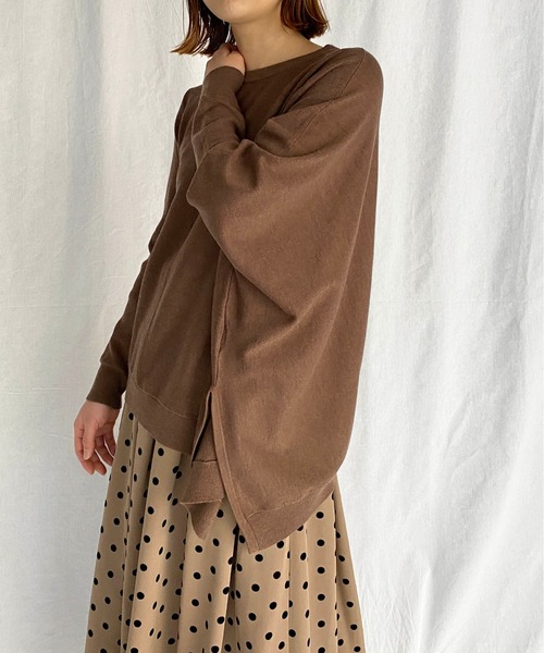 PICCIN(ピッチン)の「アシンメトリーニット(ニット/セーター・レディース・ブラック/ベージュ/モカ・M)」の12枚目の写真