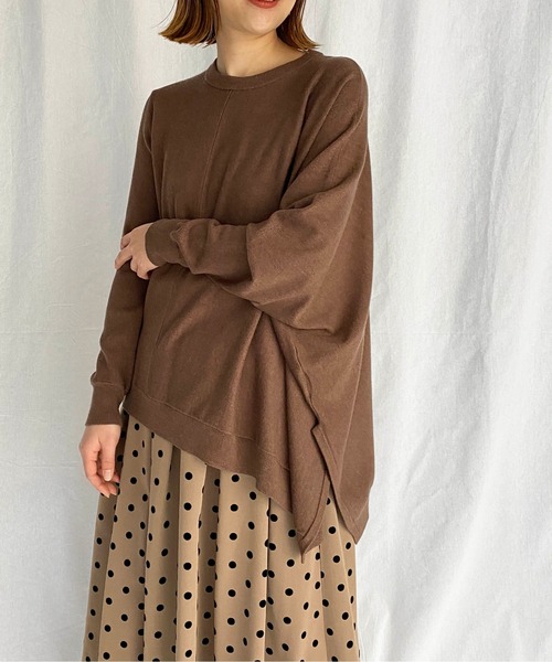PICCIN(ピッチン)の「アシンメトリーニット(ニット/セーター・レディース・ブラック/ベージュ/モカ・M)」の13枚目の写真