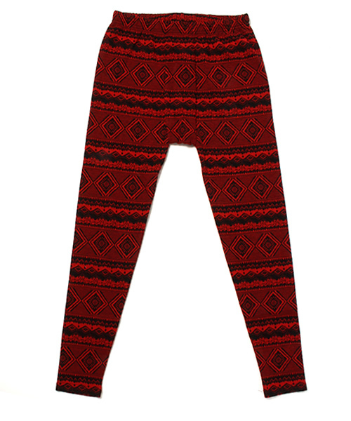 チャイハネ（チャイハネ）の「【チャイハネ】ジオメトリック柄MEN'Sレギンス10分丈（レギンス/スパッツ・メンズ・ブラック/ベージュ/グリーン/レッド・FREE）」の4枚目の写真