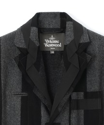 【Vivienne Westwood】ストライプ　半袖　テーラードジャケット　黒 Vivienne Westwood】ストライプ 半袖 テーラードジャケット 黒
