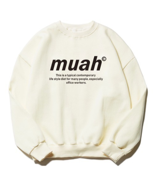 [muahmuah]SIGNATURE BACKPOINT スウェットシャツ★新作・24AW★ A'GEM/9 × .kom『muah muah/ムーアムーア』MUAH SIGNATURE