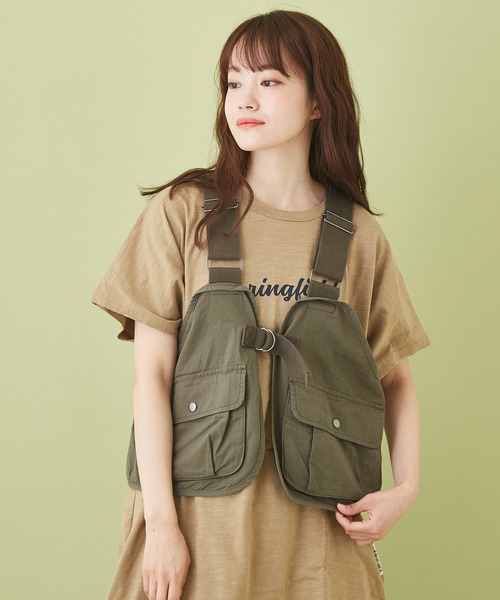 CUBE SUGAR（キューブシュガー）の「高密度ツイル デニム ハンティングベスト（ベスト・レディース・ベージュ/カーキ/ワンウォッシュ・M）」の2枚目の写真