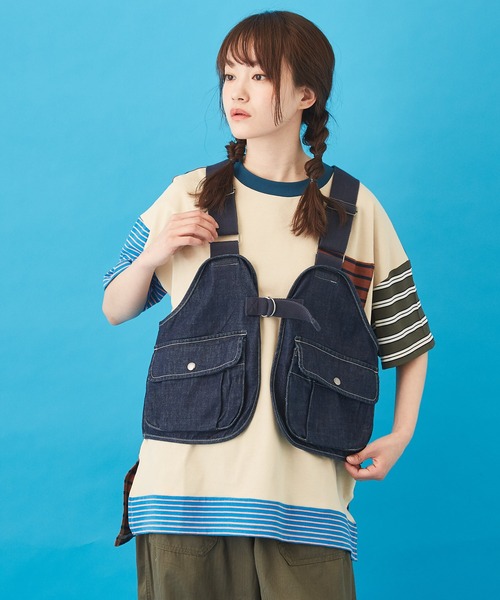 CUBE SUGAR（キューブシュガー）の「高密度ツイル デニム ハンティングベスト（ベスト・レディース・ベージュ/カーキ/ワンウォッシュ・M）」の3枚目の写真