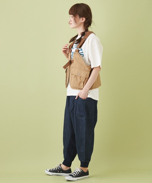 CUBE SUGAR（キューブシュガー）の「高密度ツイル デニム ハンティングベスト（ベスト・レディース・ベージュ/カーキ/ワンウォッシュ・M）」の4枚目の写真