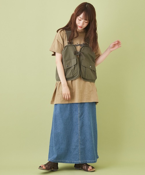 CUBE SUGAR（キューブシュガー）の「高密度ツイル デニム ハンティングベスト（ベスト・レディース・ベージュ/カーキ/ワンウォッシュ・M）」の10枚目の写真