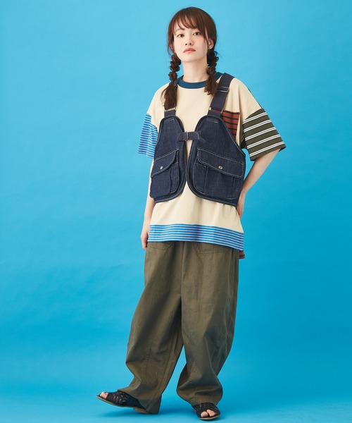 CUBE SUGAR（キューブシュガー）の「高密度ツイル デニム ハンティングベスト（ベスト・レディース・ベージュ/カーキ/ワンウォッシュ・M）」の22枚目の写真