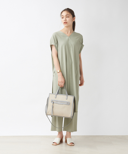 LOWELL things（ロウェル　シングス）の「Carre/ファブリックフロントファスナ－２WAY BAG（トートバッグ・レディース・ダークベージュ/その他/ベージュ・フリー）」の5枚目の写真