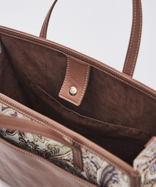 LOWELL things（ロウェル　シングス）の「Carre/ファブリックフロントファスナ－２WAY BAG（トートバッグ・レディース・ダークベージュ/その他/ベージュ・フリー）」の16枚目の写真