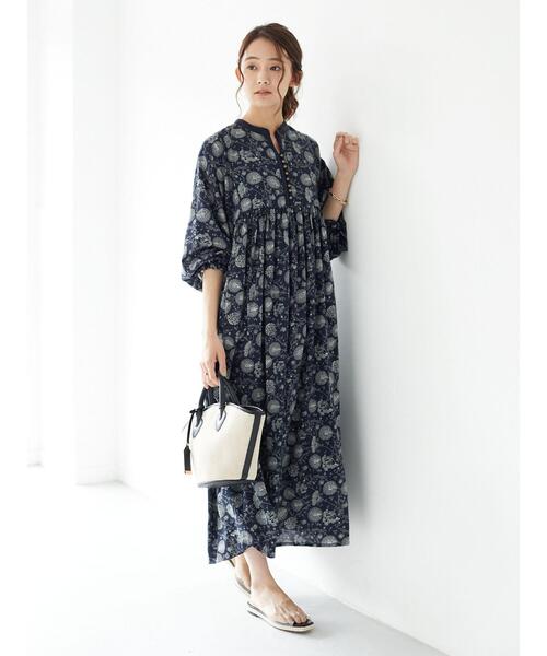 CRAFT STANDARD BOUTIQUE(クラフトスタンダードブティック)の「タンポポ柄ギャザーワンピース *◇(ワンピース・レディース・アイボリー/チャコールグレー・FREE)」の18枚目の写真