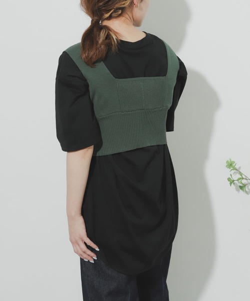 SENSE OF PLACE by URBAN RESEARCH（センスオブプレイスバイアーバンリサーチ）の「レイヤードニットビスチェ（ニット/セーター・レディース・ブラック/グリーン/アイボリー・ONE）」の5枚目の写真
