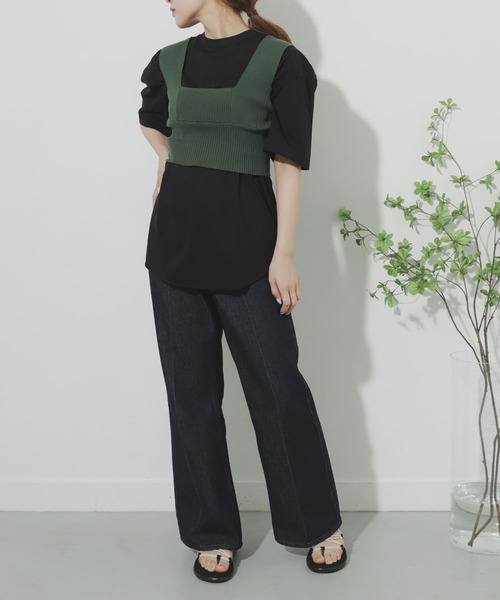 SENSE OF PLACE by URBAN RESEARCH（センスオブプレイスバイアーバンリサーチ）の「レイヤードニットビスチェ（ニット/セーター・レディース・ブラック/グリーン/アイボリー・ONE）」の11枚目の写真