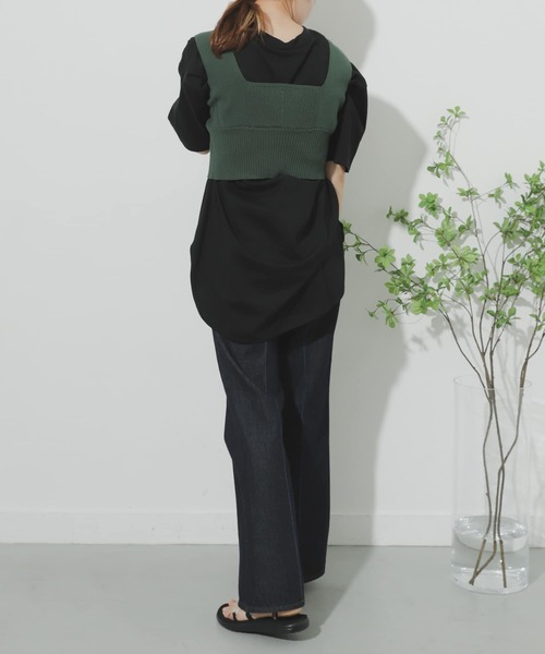 SENSE OF PLACE by URBAN RESEARCH（センスオブプレイスバイアーバンリサーチ）の「レイヤードニットビスチェ（ニット/セーター・レディース・ブラック/グリーン/アイボリー・ONE）」の22枚目の写真