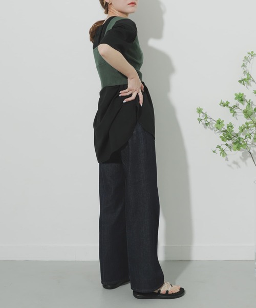 SENSE OF PLACE by URBAN RESEARCH（センスオブプレイスバイアーバンリサーチ）の「レイヤードニットビスチェ（ニット/セーター・レディース・ブラック/グリーン/アイボリー・ONE）」の17枚目の写真