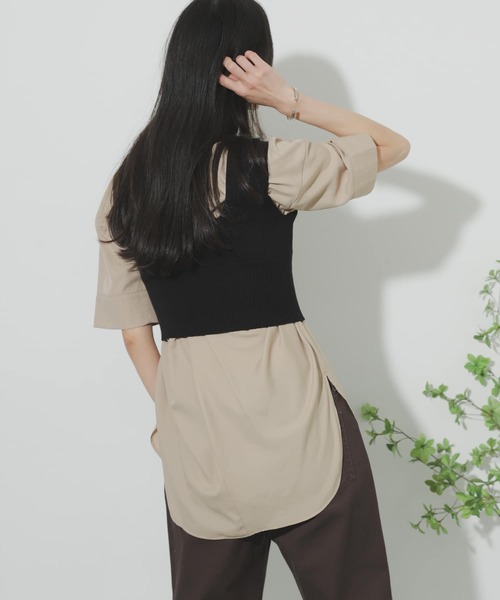 SENSE OF PLACE by URBAN RESEARCH（センスオブプレイスバイアーバンリサーチ）の「レイヤードニットビスチェ（ニット/セーター・レディース・ブラック/グリーン/アイボリー・ONE）」の6枚目の写真