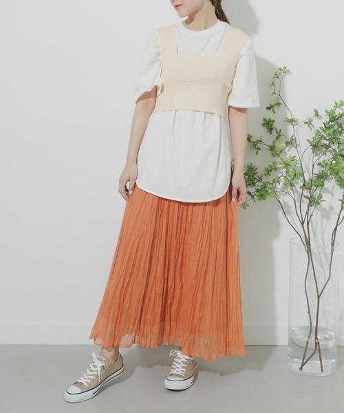 SENSE OF PLACE by URBAN RESEARCH（センスオブプレイスバイアーバンリサーチ）の「レイヤードニットビスチェ（ニット/セーター・レディース・ブラック/グリーン/アイボリー・ONE）」の7枚目の写真