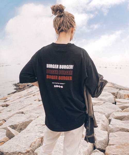 HWG_5（エイチダブルゴー）の「HWG_5オリジナルビッグシルエットプリントTシャツ - BURGER -（Tシャツ/カットソー・レディース・ホワイト/ブラック/ホワイト系その他/ブラック系その他・FREE）」の12枚目の写真