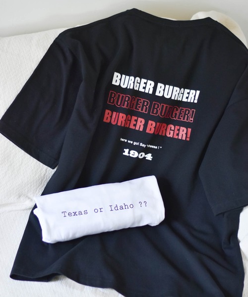 HWG_5（エイチダブルゴー）の「HWG_5オリジナルビッグシルエットプリントTシャツ - BURGER -（Tシャツ/カットソー・レディース・ホワイト/ブラック/ホワイト系その他/ブラック系その他・FREE）」の18枚目の写真